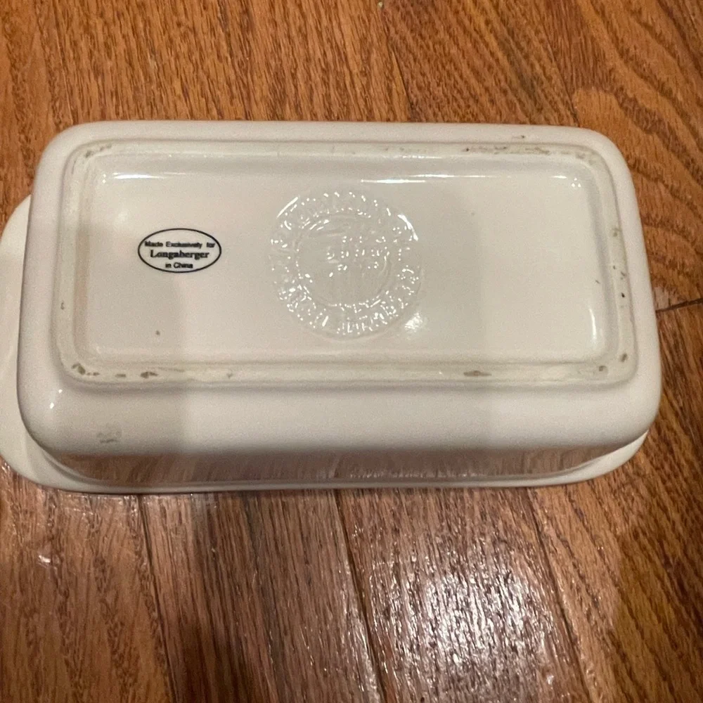 Longaberger Pottery ceramic 1 Pint Small Loaf Pan Classic Woven Green USA